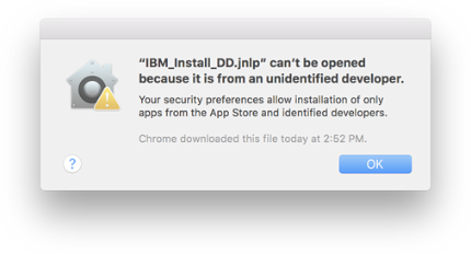 Screenshot of Mac error message
